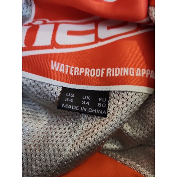 Icon Motorcycle Rain Jacket Trousers Set Orange XL Gray Waterproof Riding Suit - Picture 12 of 12